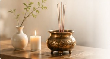 香爐與燭火，象徵祈福祝禱